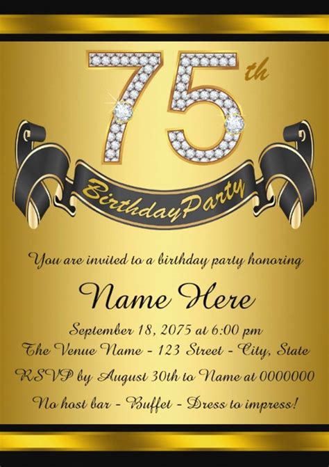 75Th Birthday Invitation Templates - Printable Word Searches