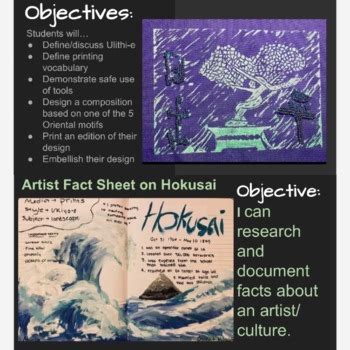 Printmaking Hokusai Style by Art Queen Sandy | Teachers Pay Teachers