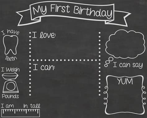 My First Birthday Board Svg, Digital Download, Birthday Chalkboard Svg, Birthday Vector Files ...