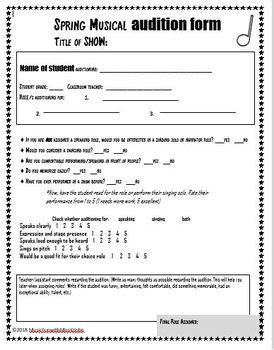 Audition Registration Form Template | HQ Printable Documents