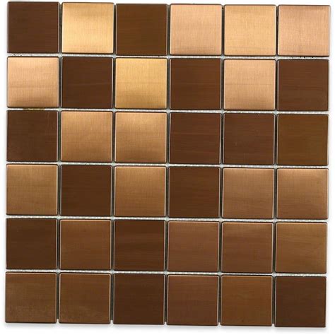 Splashback Tile Metal Copper 2 in. Squares 12 in. x 12 in. x 8 mm ...