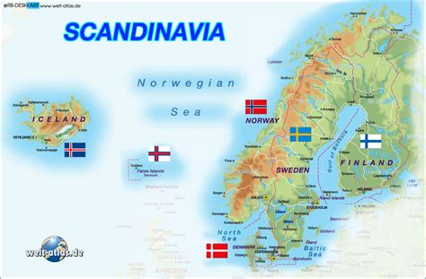 Map of Scandinavia (several countries) - Map in the Atlas of the World - World Atlas