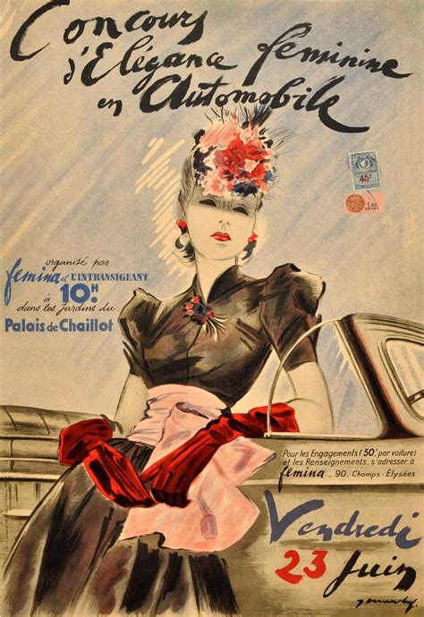 Original Vintage Advertising Poster: Concours d'Elegance Feminine En ...