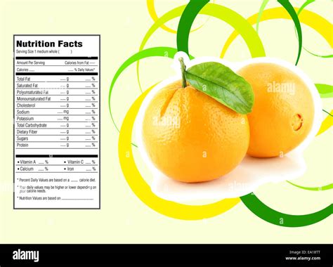 Orange nutrition facts Stock Photo - Alamy