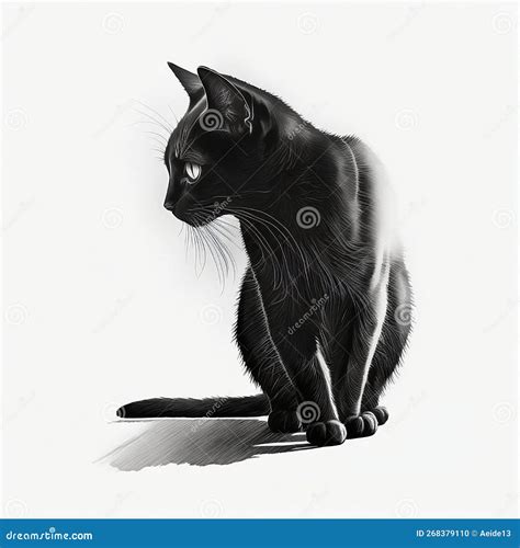 Black Cat Charcoal Drawing stock illustration. Illustration of generated - 268379110