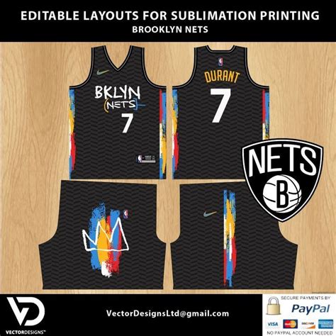 Nba brooklyn nets kevin durant editable basketball jersey layout ready to print sublimation ...