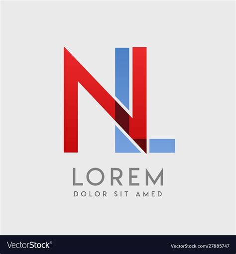 Nl logo letters with blue and red gradation Vector Image