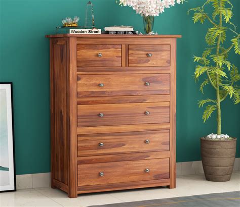 Buy Garry 6-Drawer Wooden Chest Of Drawers (Honey Finish) Online in India at Best Price - Modern ...