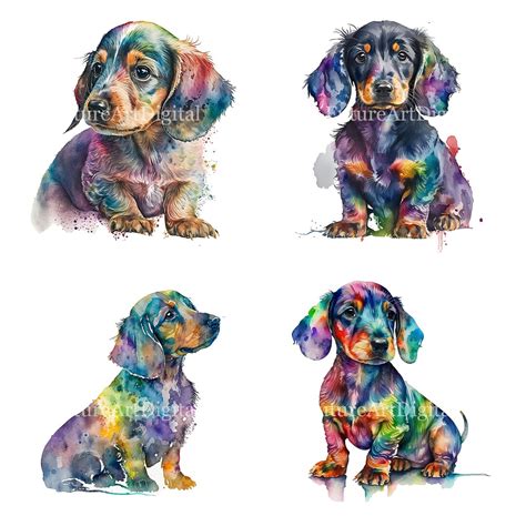 Watercolor Dachshund Wall Art Digital File, Dachshund PNG for ...