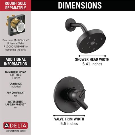 Delta Trinsic Matte Black 2-handle Single Function Round Shower Faucet ...