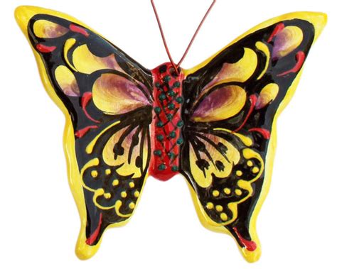 Set of 4 Small Ceramic Butterfly Wall Hangers (Tropical Colors) - Hand – GringoCool