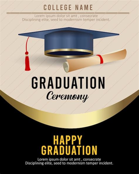 Premium Vector | Colorful graduation invitation template with flat design