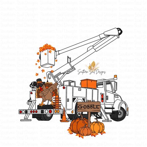 Thanksgiving Lineman Bucket Truck PNG Turkey - Etsy