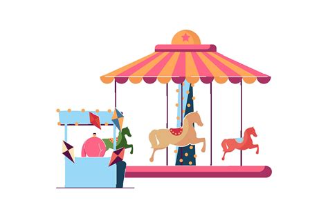 Tiny Characters in Fun Fair. Salesmen Se Graphic by pch.vector ...