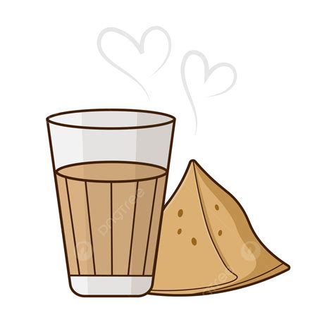 Chai And Samosa Illustration Indian Masala Tea With Snack Lovers Vector, Chai, Tea, Samosa PNG ...