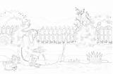 Printable Spring Backyard Coloring Page  Mimi Panda sketch template