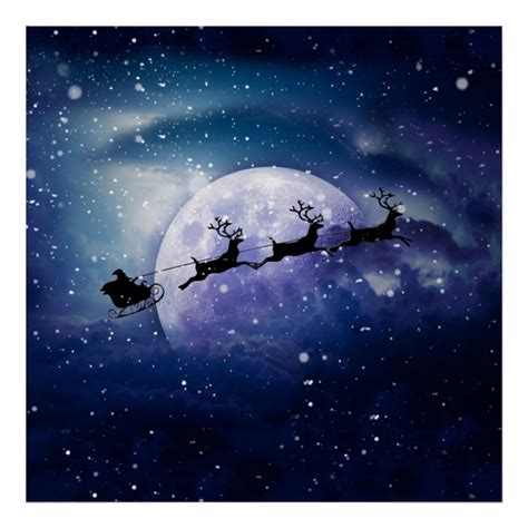 Santa Sleigh Fantasy Galaxy Christmas Night Sky Poster Size: Extra ...