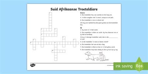 FREE! - Suid-Afrikaanse Troeteldiere Blokkiesraaisel