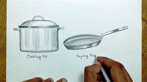 How to draw cooking pot and frying pan step by step so easy - YouTube