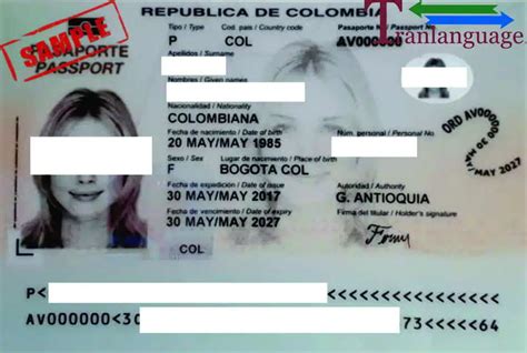 Passport Colombia - Tranlanguage - Certified Translations