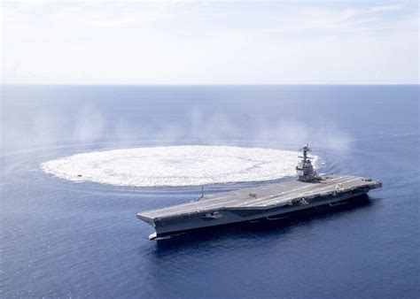 USS Gerald R Ford aircraft carrier performs third explosive event