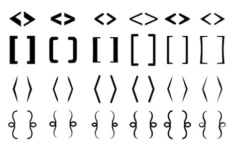 Diferentes corchetes establecen corchetes de texto corchetes cuadrados y esquinas paréntesis ...