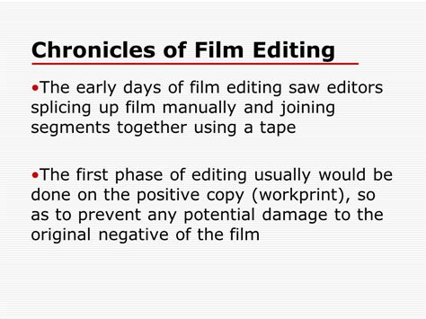 The Concepts and Techniques of Film Editing - 1031 Words | Presentation ...