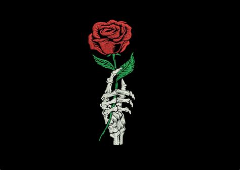 Skeleton Hand With Rose Embroidery Design for Machine - Etsy