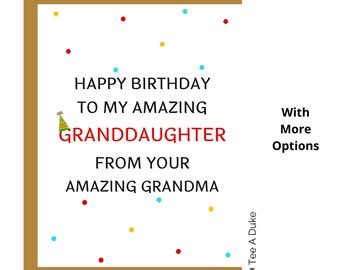 Granddaughter Birthday Card Poem Card for Granddaughter, Birthday Card ...