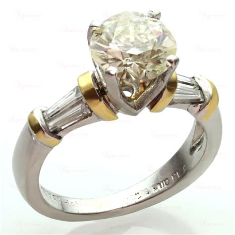 Diamond Platinum 18k Yellow Gold Engagement Ring-MTSJ11036