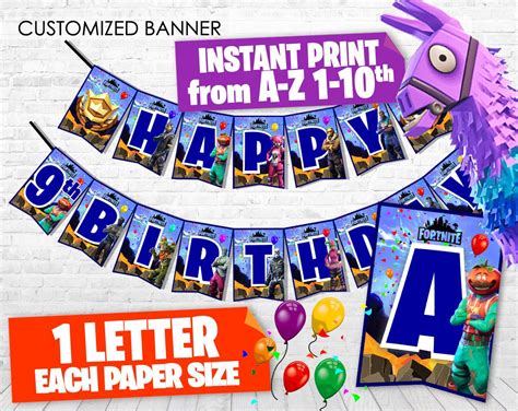 Fortnite Happy Birthday Banner Printable