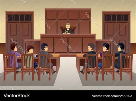 People in court scene Royalty Free Vector Image