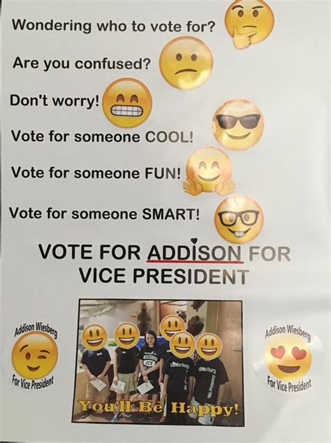 Elementary School Election Poster. Emojis!!! … | Student council campaign, Student council ...