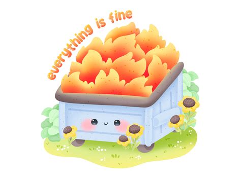 Cute Kawaii Printable Dumpster Fire Clipart / Commercial Use/ - Etsy Finland