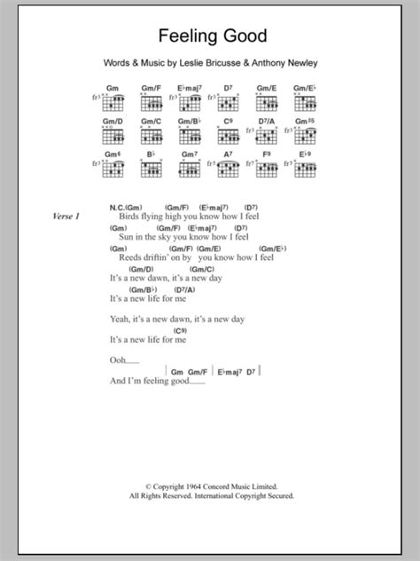 Feeling Good by Nina Simone - Guitar Chords/Lyrics - Guitar Instructor