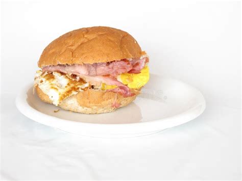 Egg and bacon roll stock photo. Image of plate, cholesterol - 8404964