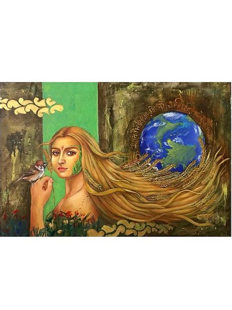 Beautiful Woman With Nature Painting | Acrylic On Canvas | By Ranjeeta Kumar | Exotic India Art