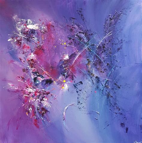 Peinture acrylique et matière Rose Violet Bleu Gris Blanc : Peintures par stephanie-menard ...