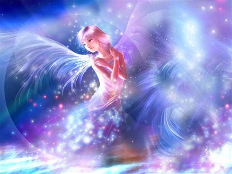 Download Heavenly Angels With Cosmic Purple Wings Wallpaper ...