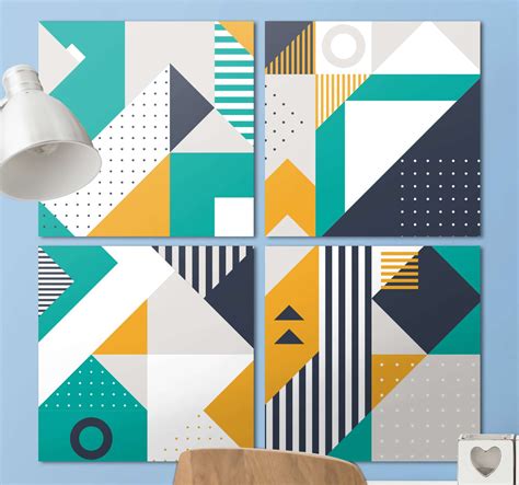 Triangles geometric art geometric wall canvas - TenStickers