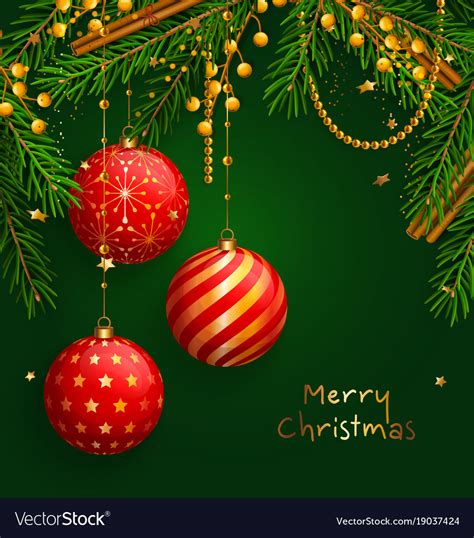 Christmas background with red balls xmas baubles Vector Image