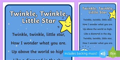 Twinkle Twinkle Little Star Nursery Rhyme Poster