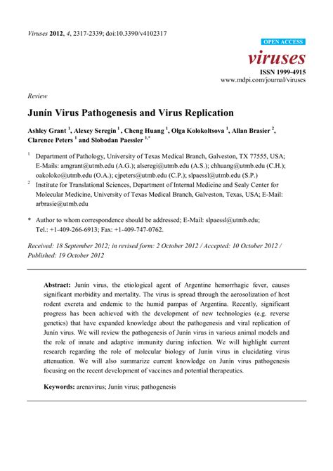 (PDF) Junín Virus Pathogenesis and Virus Replication