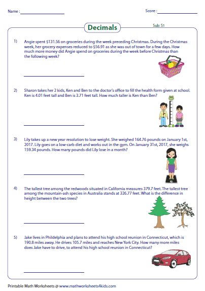 Decimals Word Problems Worksheet – Englishworksheet.my.id