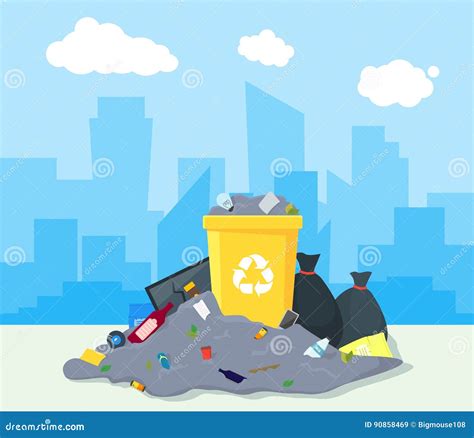 Garbage Dump or Landfill. Vector Stock Vector - Illustration of design, dump: 90858469