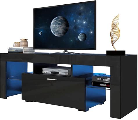 Buy LED TV Stand for 60 inch TVs, Black TV Stand with LED Lights, High ...