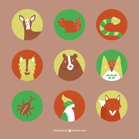 Free Vector | Forest animals flat icons set