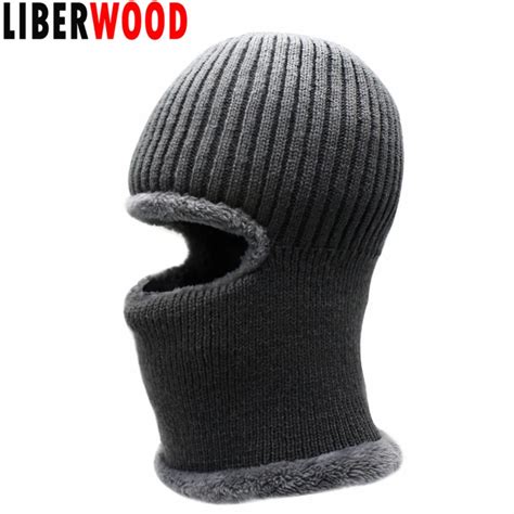 LIBERWOOD Mens Winter Neck Warmer Hat Knitted Beanie Ear Warmer Face ...