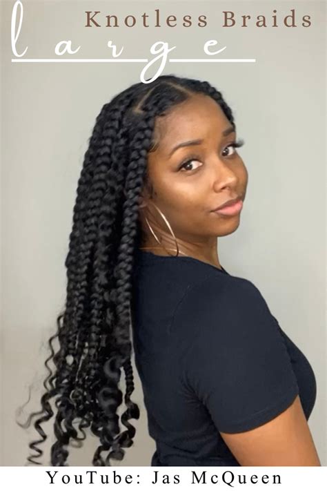 DIY Large Knotless Braids with Curly Ends 2021 | Braids with curls, Box ...