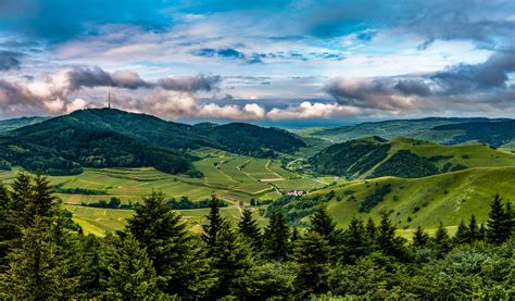 germany, Scenery, Mountains, Fields, Forests, Clouds, Fir, Kaiserstuhl, Hills, Nature Wallpapers ...